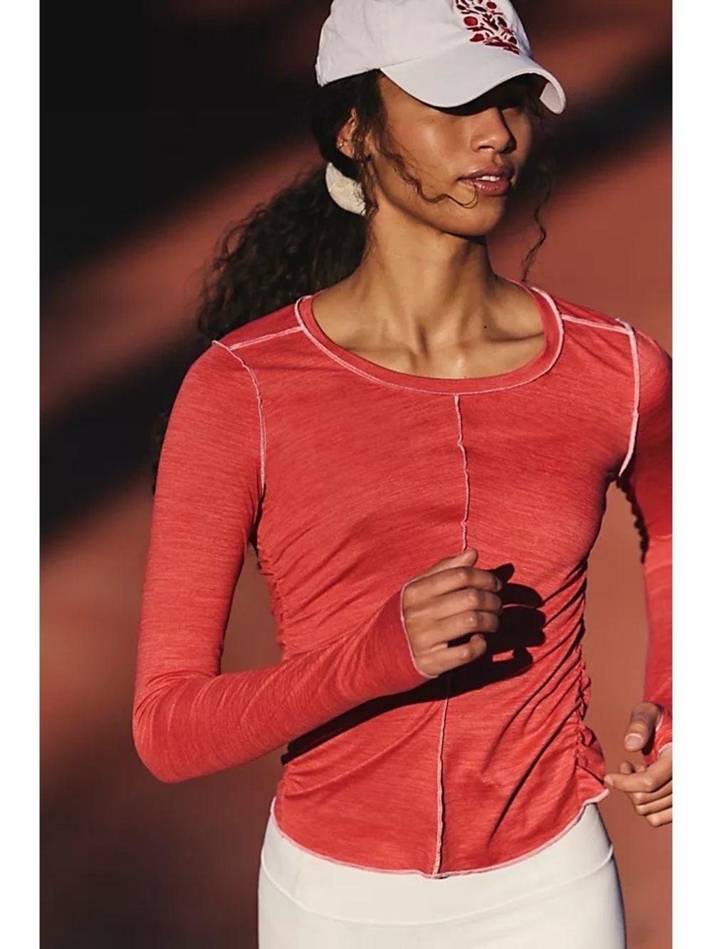 Free People Movement Right On Run Layer Shirt Top Size XS Ruched Athletic NWT